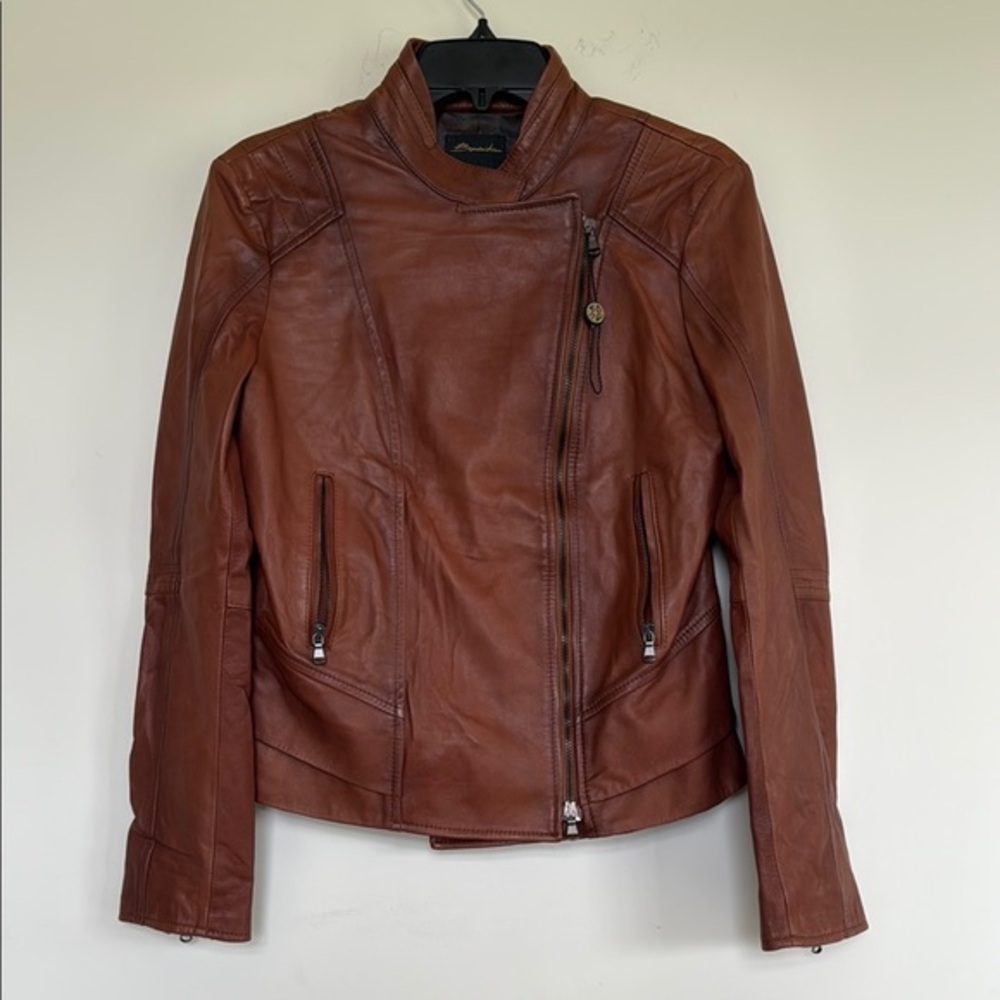 Boncristiani Brown  Moto Jacket Asymmetrical Design